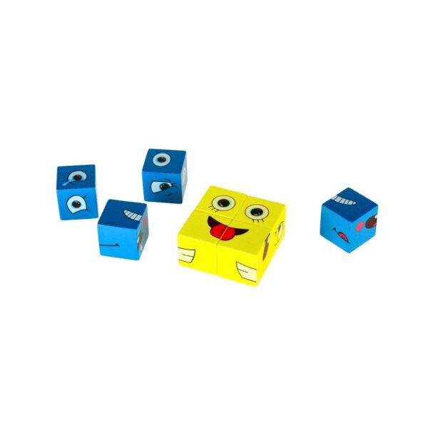 Gra edukacyjna wyzwania nauka emocji klocki drewniane
