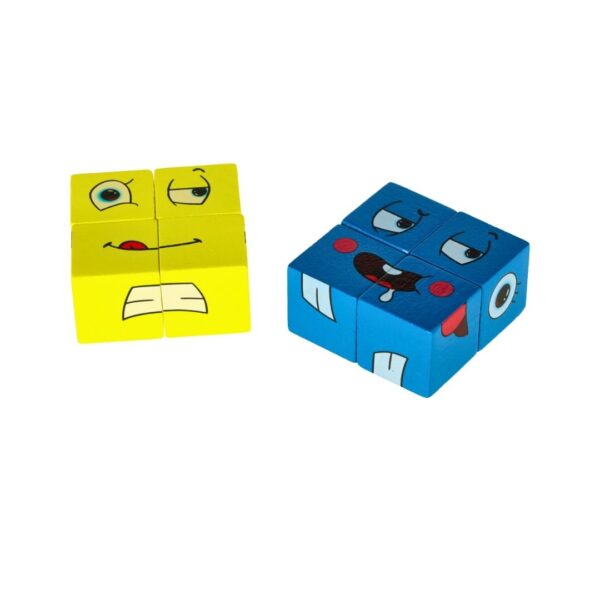 Gra edukacyjna wyzwania nauka emocji klocki drewniane