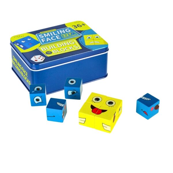 Gra edukacyjna wyzwania nauka emocji klocki drewniane
