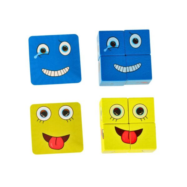Gra edukacyjna wyzwania nauka emocji klocki drewniane