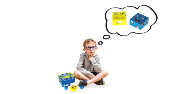 Gra edukacyjna wyzwania nauka emocji klocki drewniane