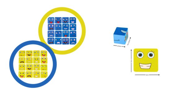 Gra edukacyjna wyzwania nauka emocji klocki drewniane